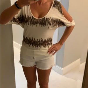 Cold shoulder Bebe top